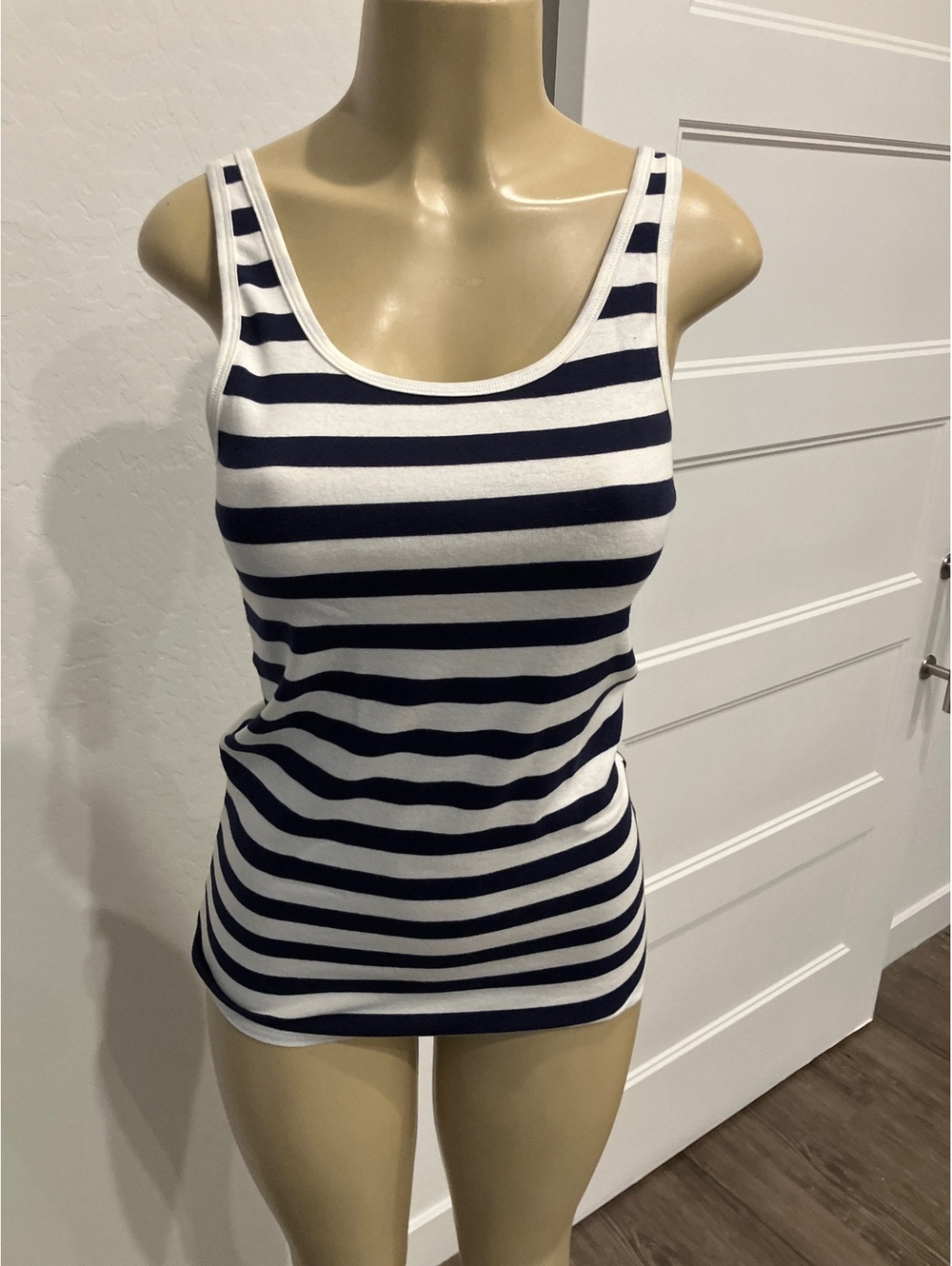 NWT Merona Navy and White Striped Tank Top Size Large